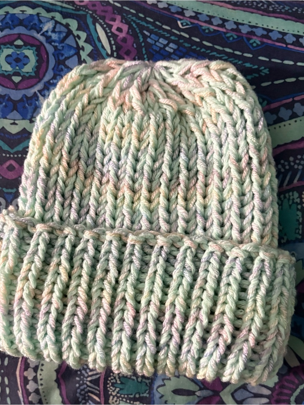 Pastel teal Knit Beanie Hat